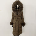 Color: Brown Imitated Mink, Size: L - Thickened Long Section White Goose Down Slim Fit Women's Coat