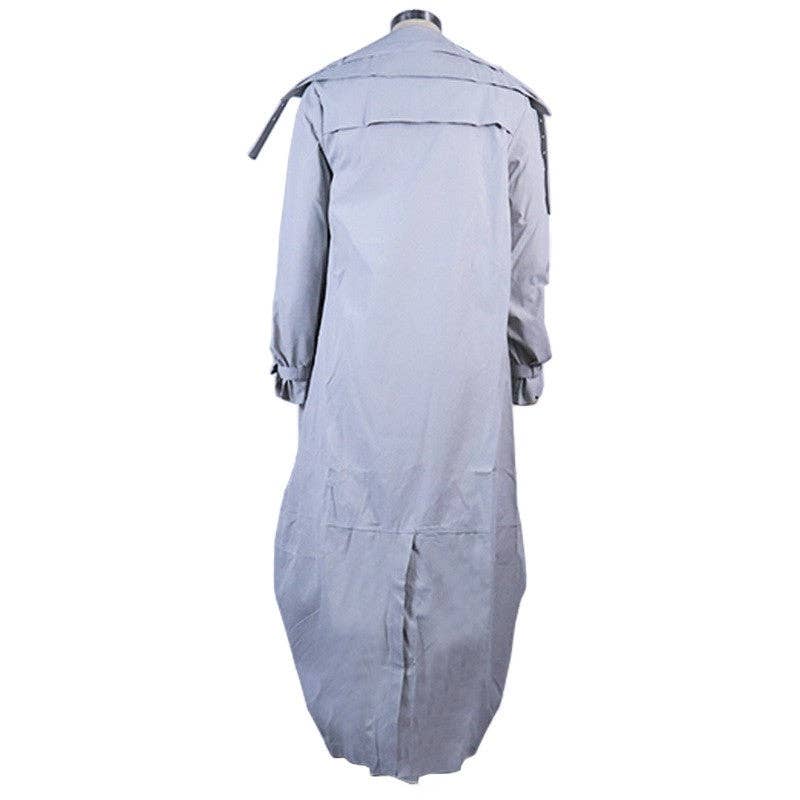 Solid Color Casual Large Lapel Mid-Length Trench Coat: LIGHT GRAY / XL