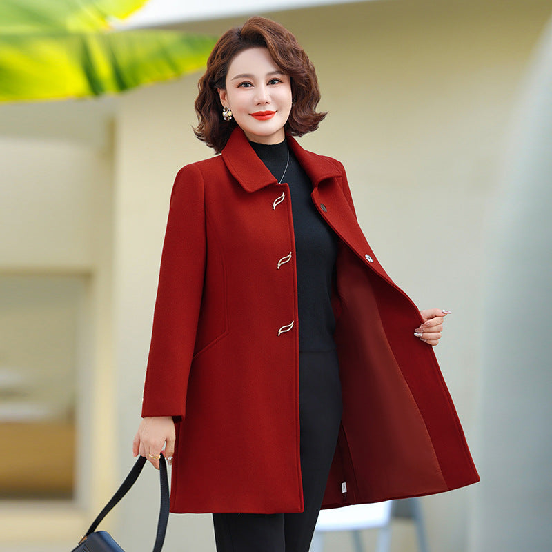 Mid-length Wool Blazer Designed Specifically For Middle-aged And Older Women
