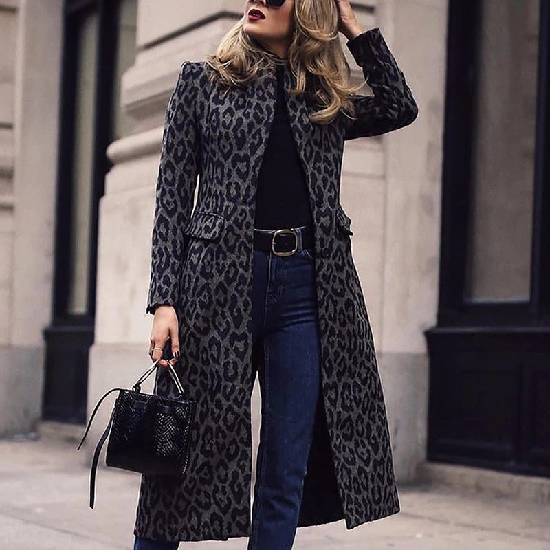 Leopard Print Mid-length Coat