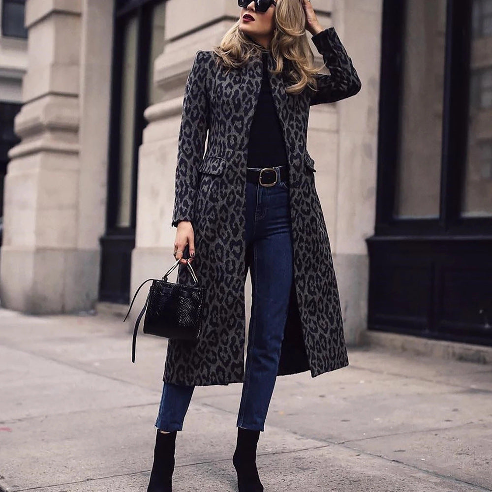 Leopard Print Mid-length Coat
