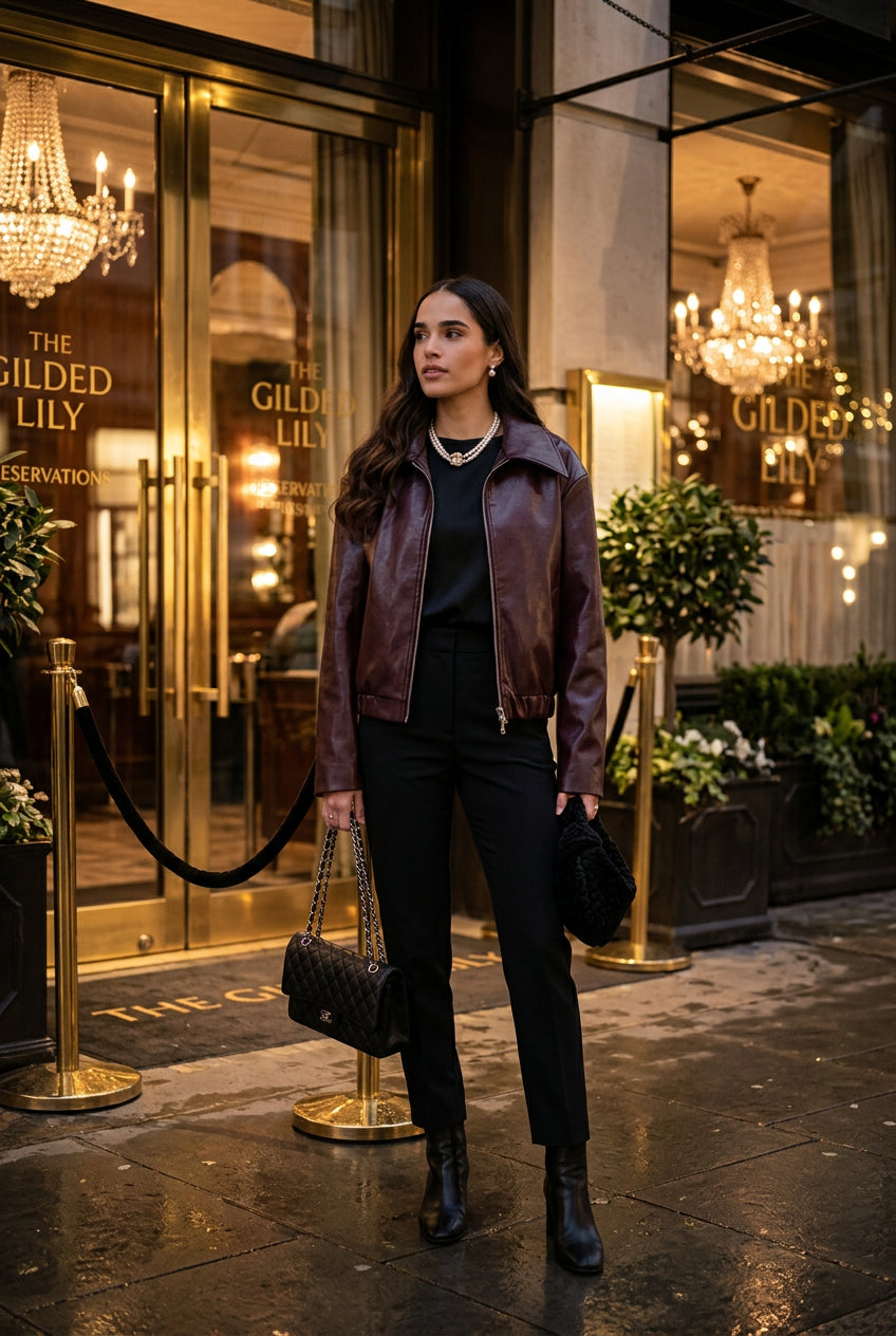 Claret Lapel Leather Jacket