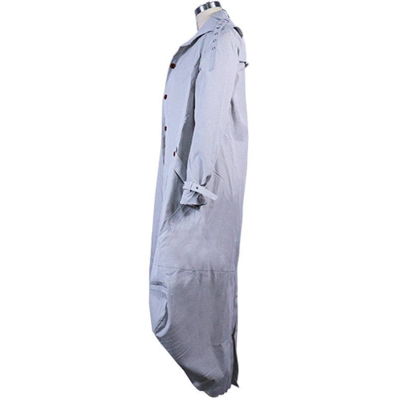 Solid Color Casual Large Lapel Mid-Length Trench Coat: LIGHT GRAY / XL