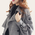 Women's Loose Houndstooth Plaid Windbreaker Coat