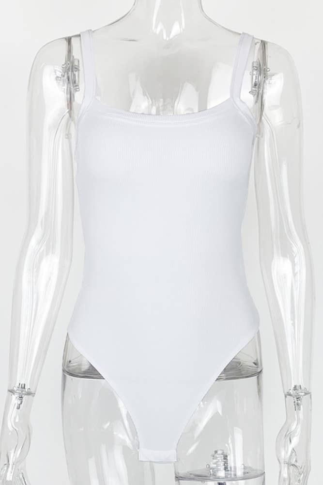 Ribbed Knitting Spaghetti Bodysuit