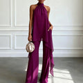 Irregular Ribbon Top And Casual Wide-leg Pants Set