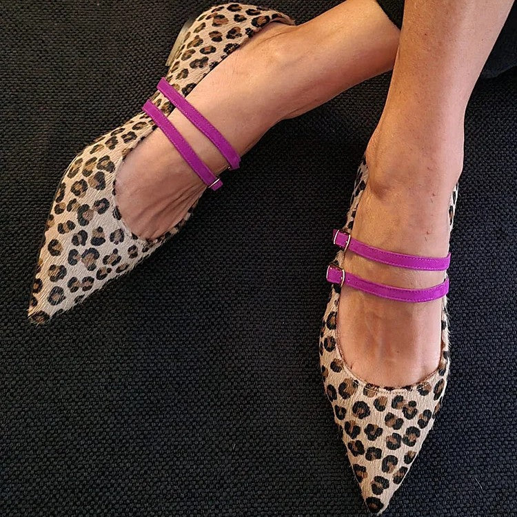 Color: Leopard Print, Size: 42 - Lady's French-style Leopard Print Flats