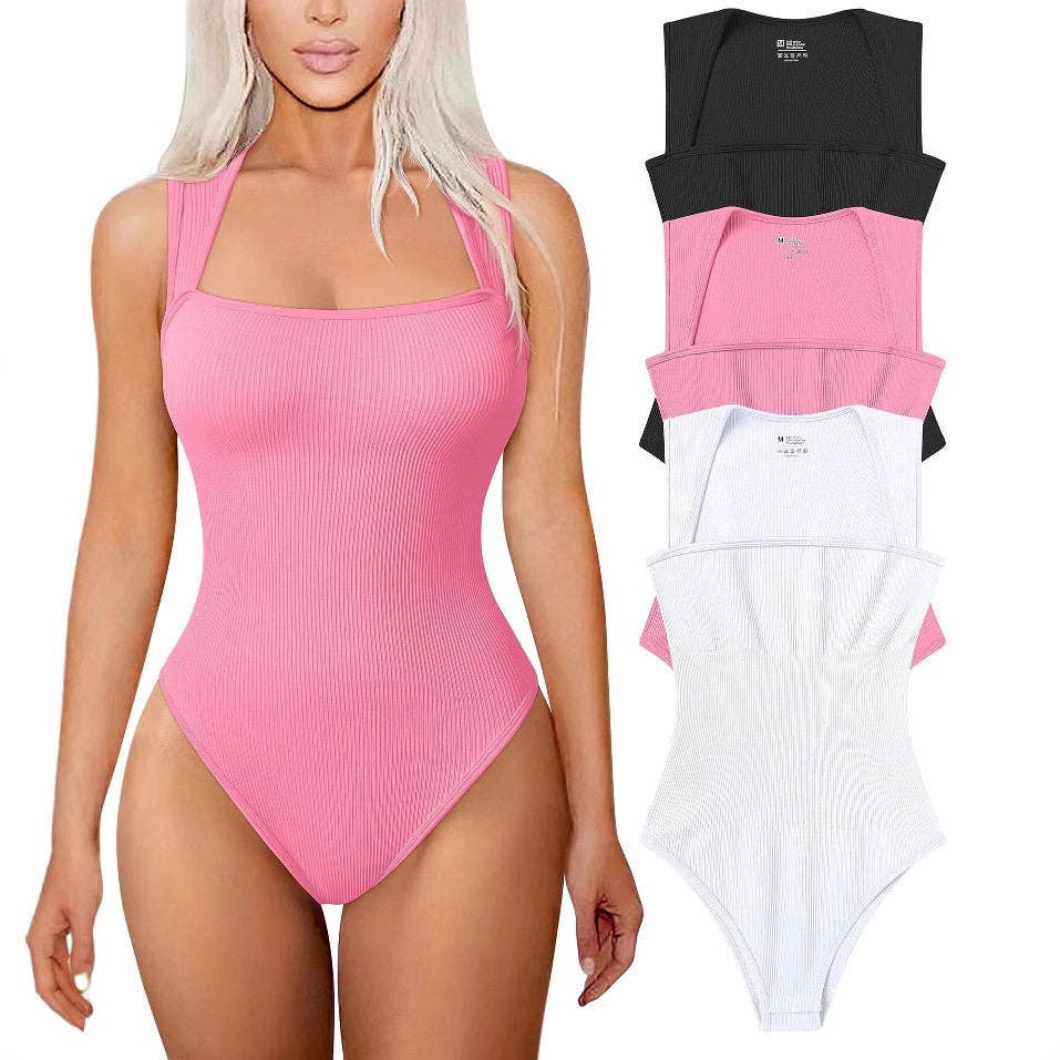 New Women's Slimming Bodysuit Sleeveless Tummy Control: ROSE RED
