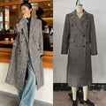 Womens British-style Commuter Herringbone Loose Wool Coat