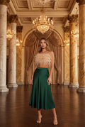 Solid color satin fashionable body-hugging skirt: DARKGREEN / (L) 1