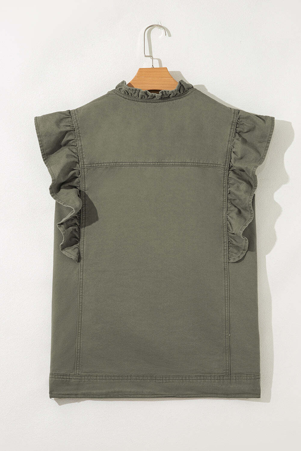 Green Bay Ruffled Patchwork Denim Jacket Vest