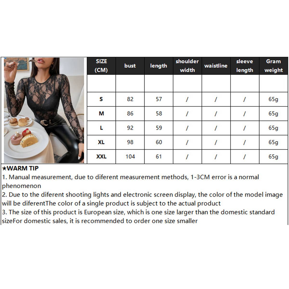 Single-layer lace slimming round-neck top: WHITE / (S) 1