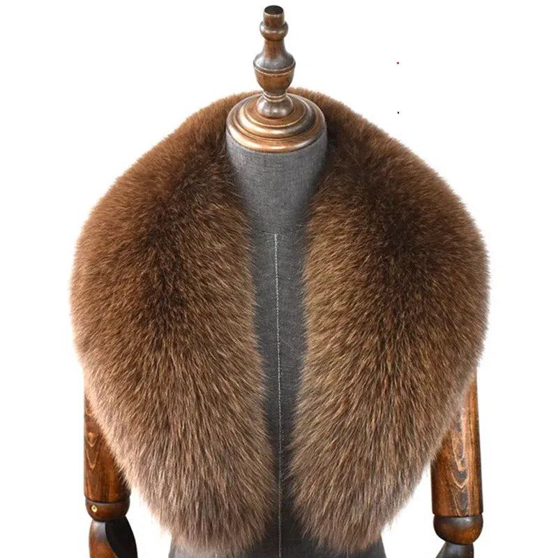 Color: Clear, Size: XS - Fox Fur Collar 100% Real Fox Fur Scarf Straight Collar Natural Fur Gray Collar  Large Size Neck Warmer Fur Scarf Shawls