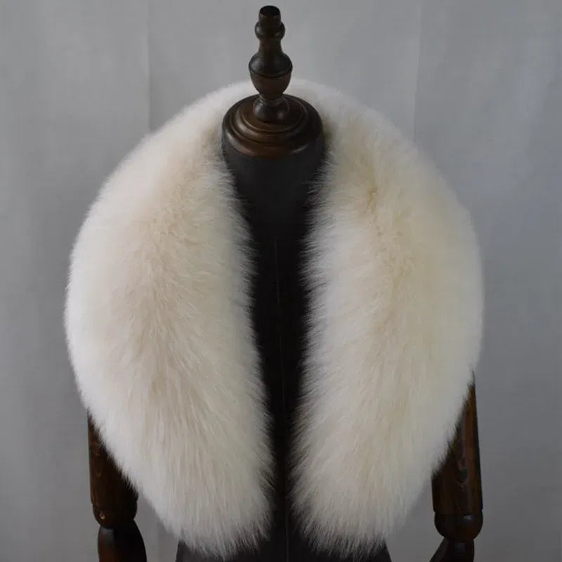 Color: Clear, Size: XS - Fox Fur Collar 100% Real Fox Fur Scarf Straight Collar Natural Fur Gray Collar  Large Size Neck Warmer Fur Scarf Shawls