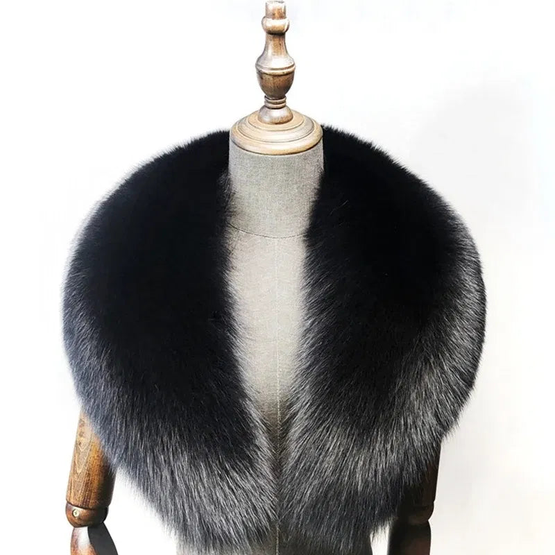 Color: Clear, Size: XS - Fox Fur Collar 100% Real Fox Fur Scarf Straight Collar Natural Fur Gray Collar  Large Size Neck Warmer Fur Scarf Shawls