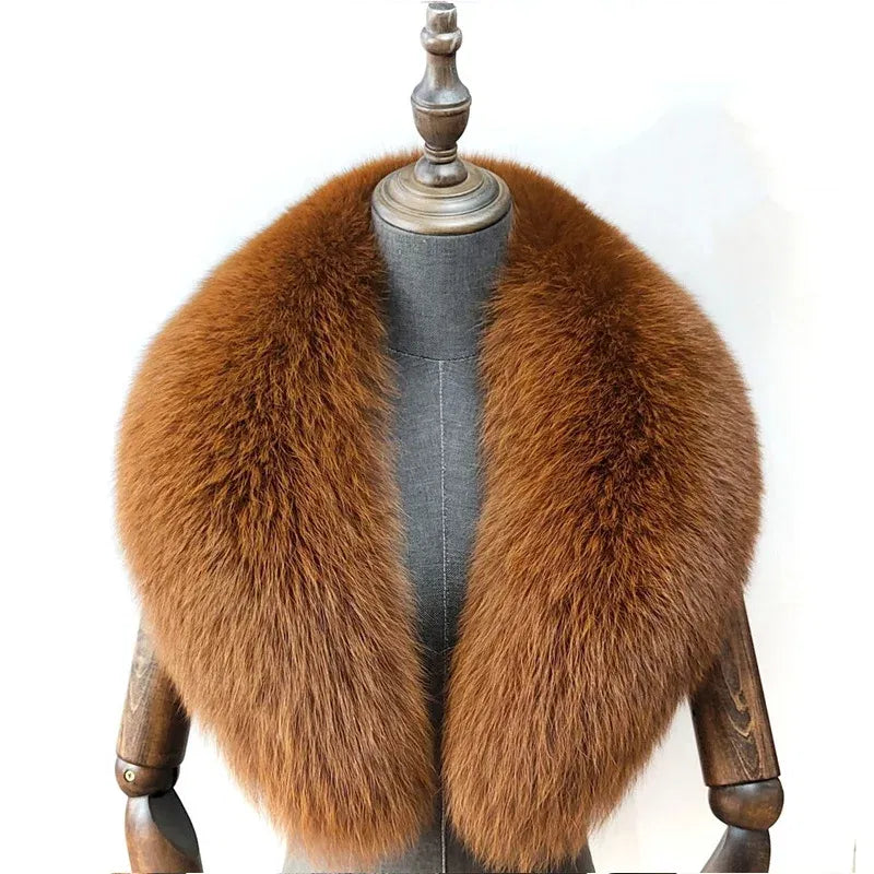 Color: Clear, Size: XS - Fox Fur Collar 100% Real Fox Fur Scarf Straight Collar Natural Fur Gray Collar  Large Size Neck Warmer Fur Scarf Shawls