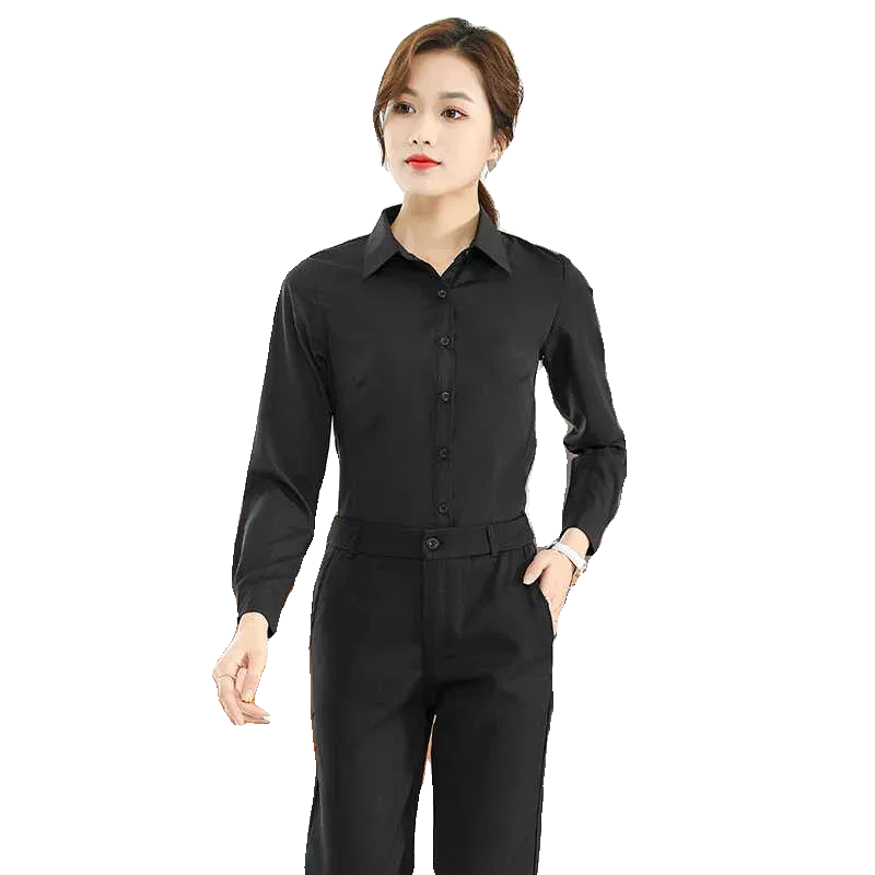 Color: WHITE, Size: M - Formal Dress Women Shirt Long Sleeve Blouse New Black Shirt Women Tops 2024 Fashion Women Clothing Basic White Shirts OL Blouses