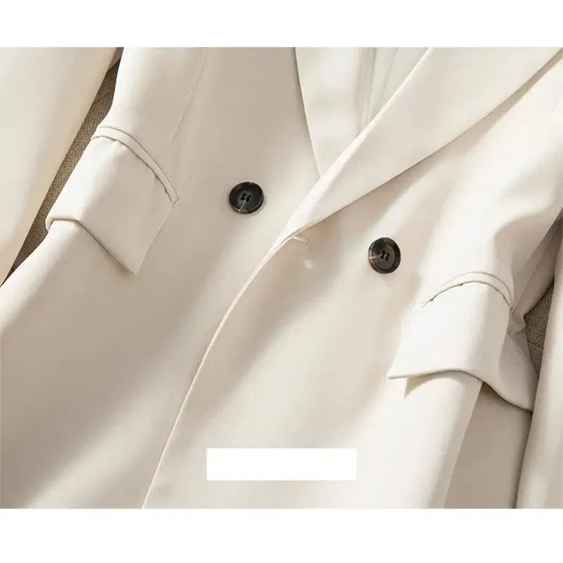 Color: Khaki, Size: XXXL, Ships From: CHINA - High End Office Professional Women's Blazer Pants 2-Piece Set Fall Fashion Long Female Jacket Over Business Suit Casual Trousers