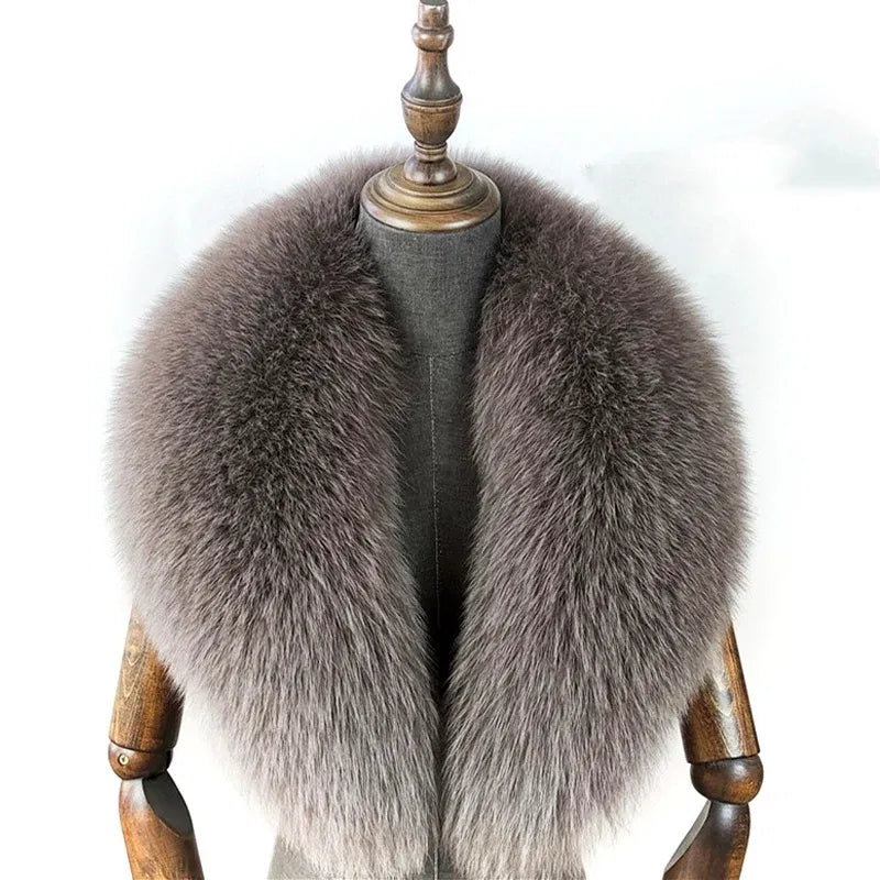 Color: Clear, Size: XS - Fox Fur Collar 100% Real Fox Fur Scarf Straight Collar Natural Fur Gray Collar  Large Size Neck Warmer Fur Scarf Shawls