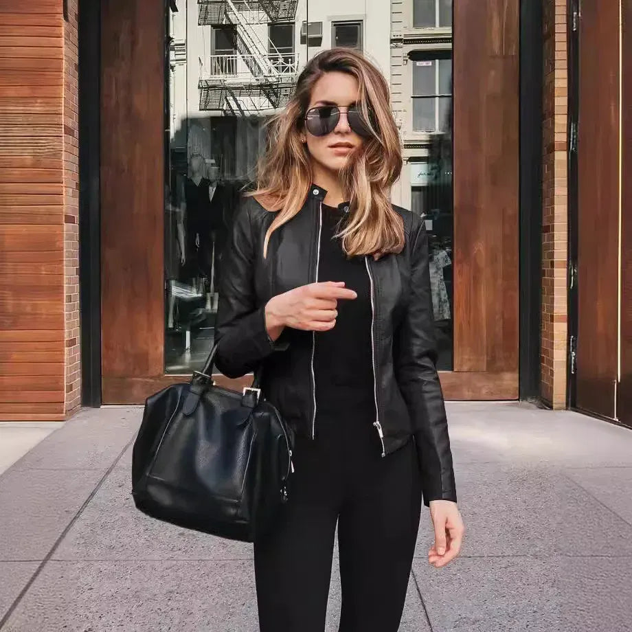 Color: Brown, Size: S - Womens Spring Full Long Sleeve Jacket Coat Autumn Leather Blazer Winter Zipper Outwear Suit Cardigan Female  Jackets