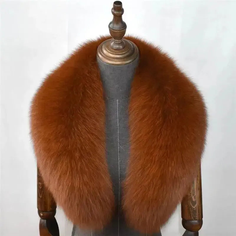 Color: Clear, Size: XS - Fox Fur Collar 100% Real Fox Fur Scarf Straight Collar Natural Fur Gray Collar  Large Size Neck Warmer Fur Scarf Shawls