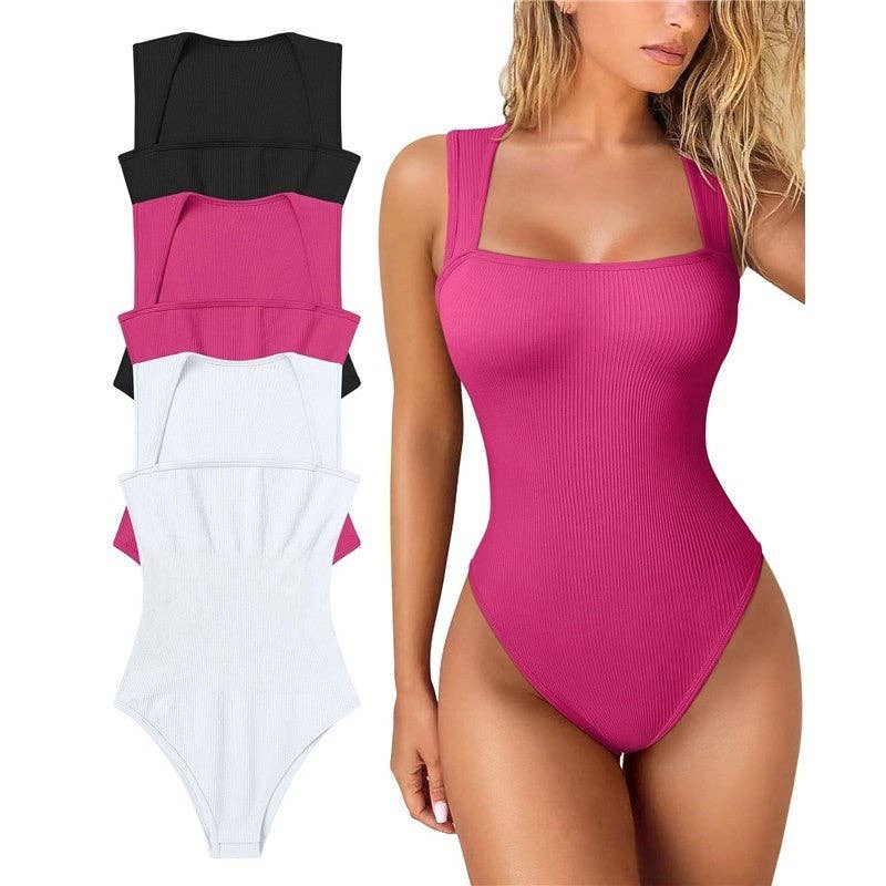 New Women's Slimming Bodysuit Sleeveless Tummy Control: ROSE RED