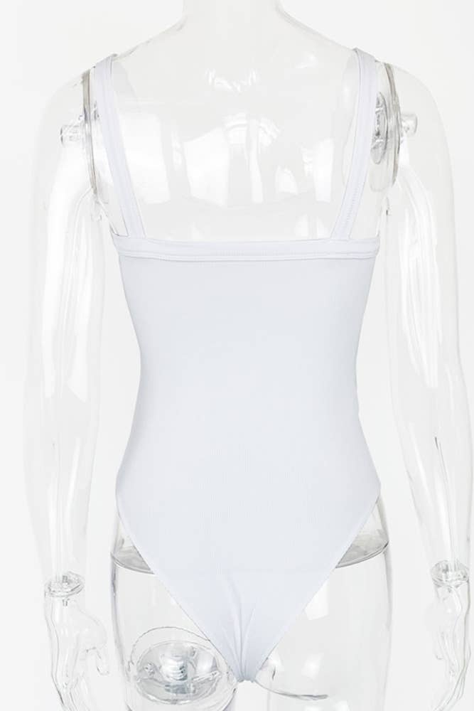 Ribbed Knitting Spaghetti Bodysuit