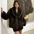 Autumn Winter Chic Fashion Jacket Double-sided Faux Fur Cropped Style