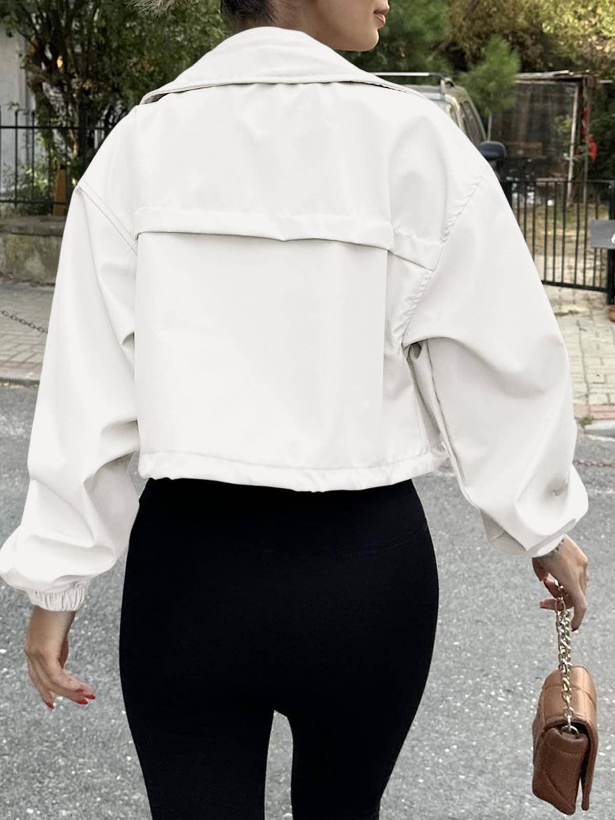 Short large lapel zipper jacket