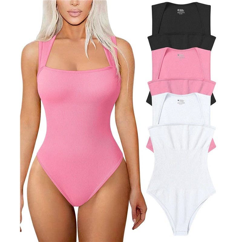 New Women's Slimming Bodysuit Sleeveless Tummy Control: ROSE RED