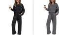 Color: Black Dark Gray, Size: 3XL - Women's Casual Elastic Waist Trousers Wide-leg Pants