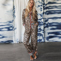Women's Fashionable Leopard-Print Single-Breasted Multi-Button Suit