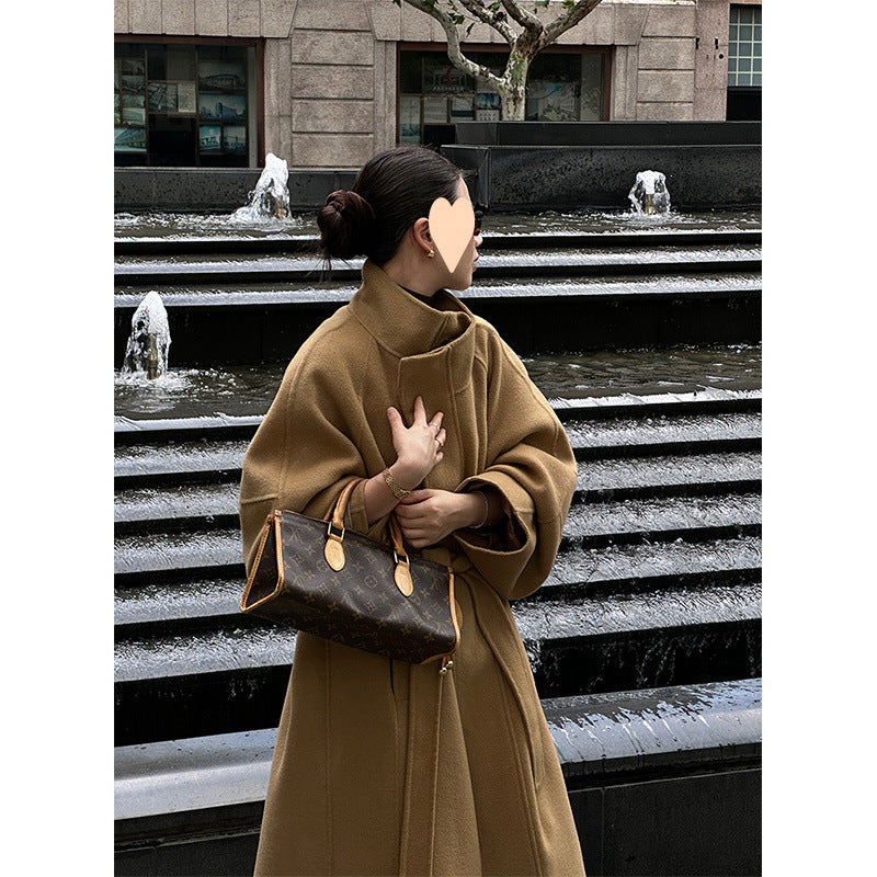 Women's Loose Solid Color Woolen Coat