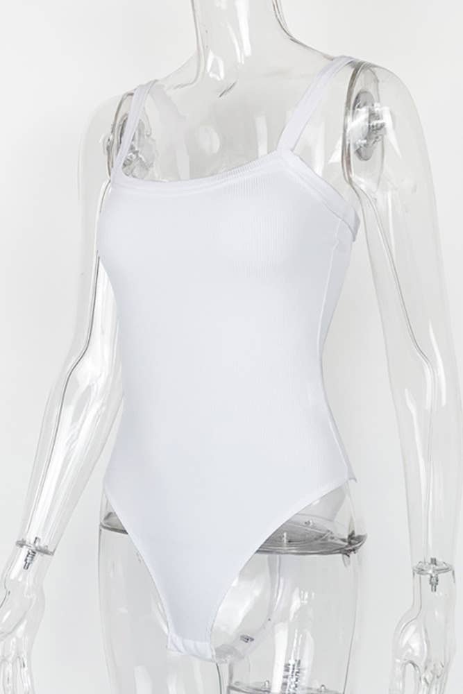 Ribbed Knitting Spaghetti Bodysuit