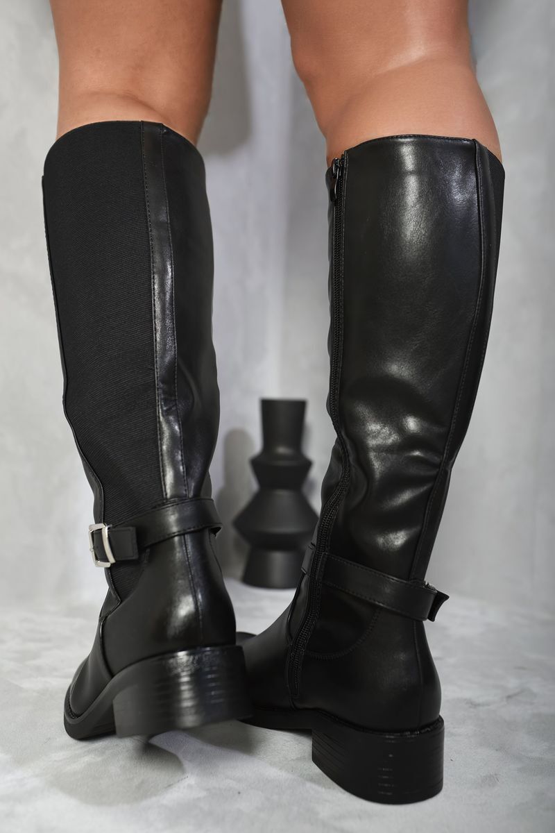 Knee High Buckle Boots-BROWN / 7