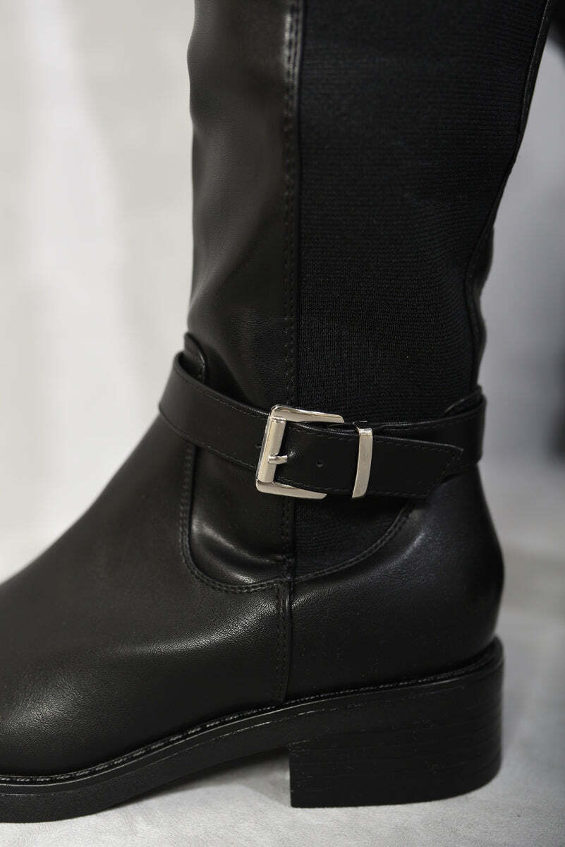 Knee High Buckle Boots-BROWN / 7